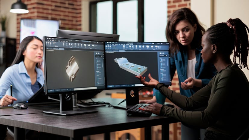 Business women working at a computer